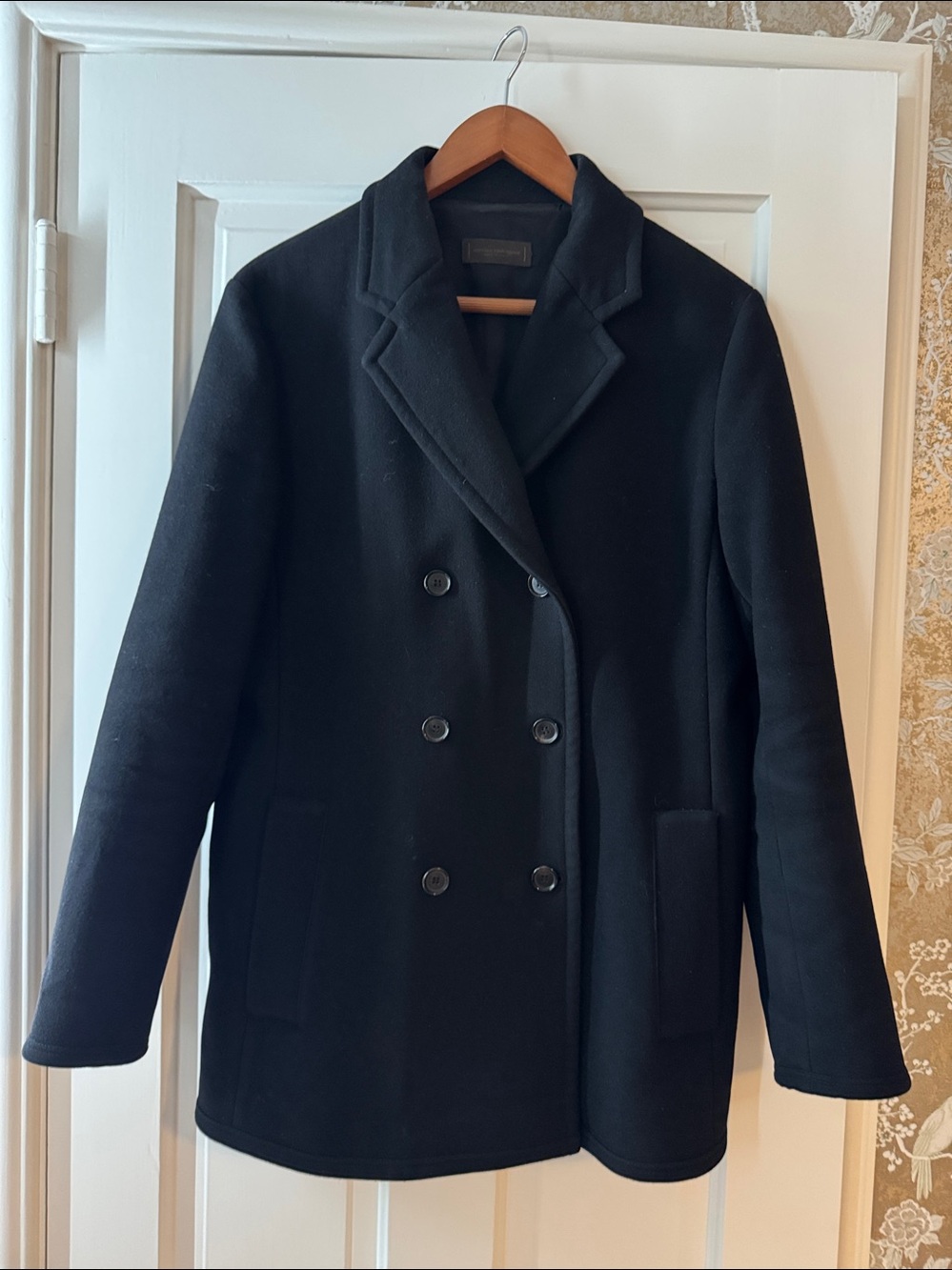 Narciso Rodriguez Vintage Black Double-Breasted Wool Pea Coat